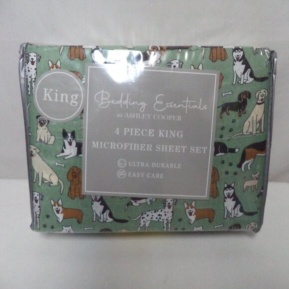 Other - Ashley Copper Dog Puppy  4 piece Micro Fiber King sheet set green NEW NWT